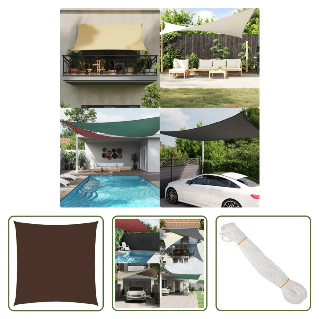 The Living Store Tenda da sole in tessuto Oxford Square 3,6x3,6 m Brown - 7
