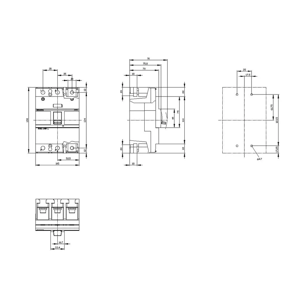 Siemens 3VA1225-1AA32-0AA0 Interrupteur-sectionneur Compact 250A