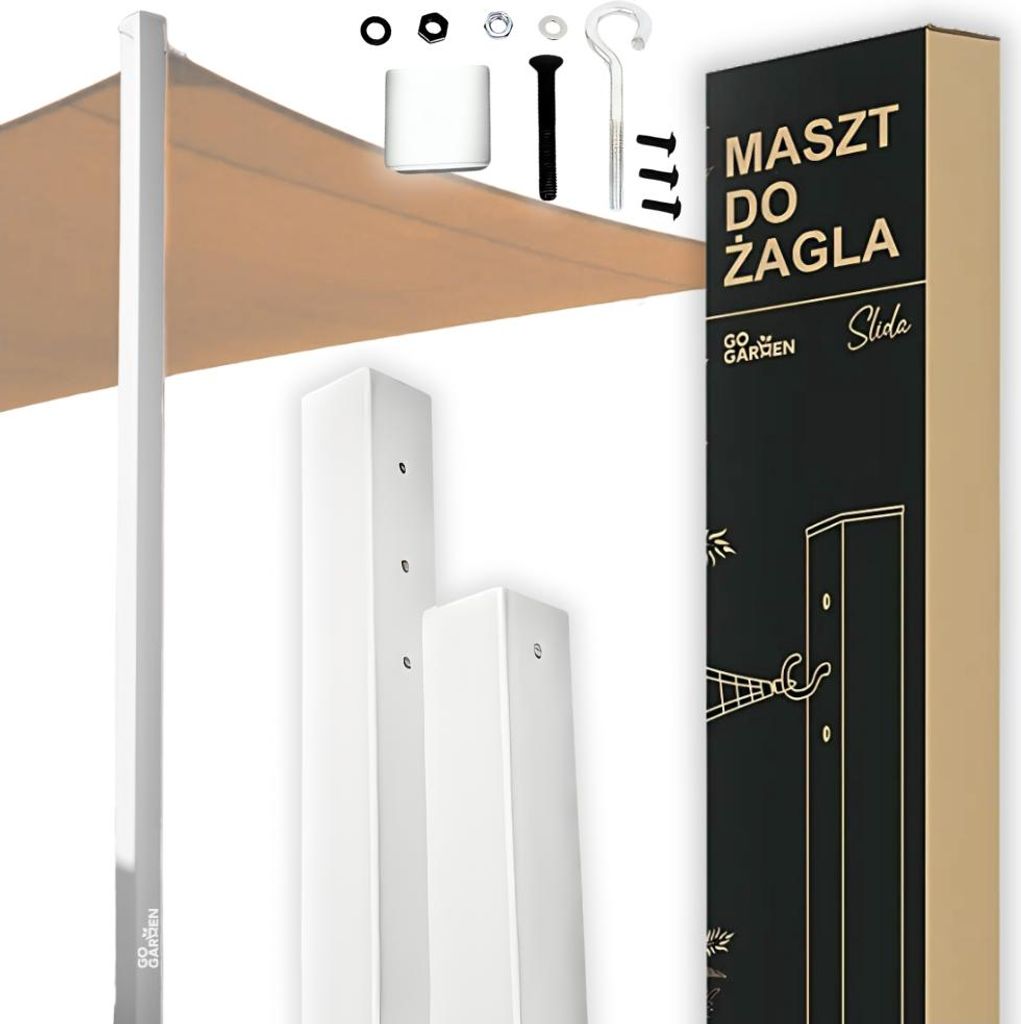 Maszt ogrodowy do żagla przeciwsłonecznego - biały Zdjęcie produktu 