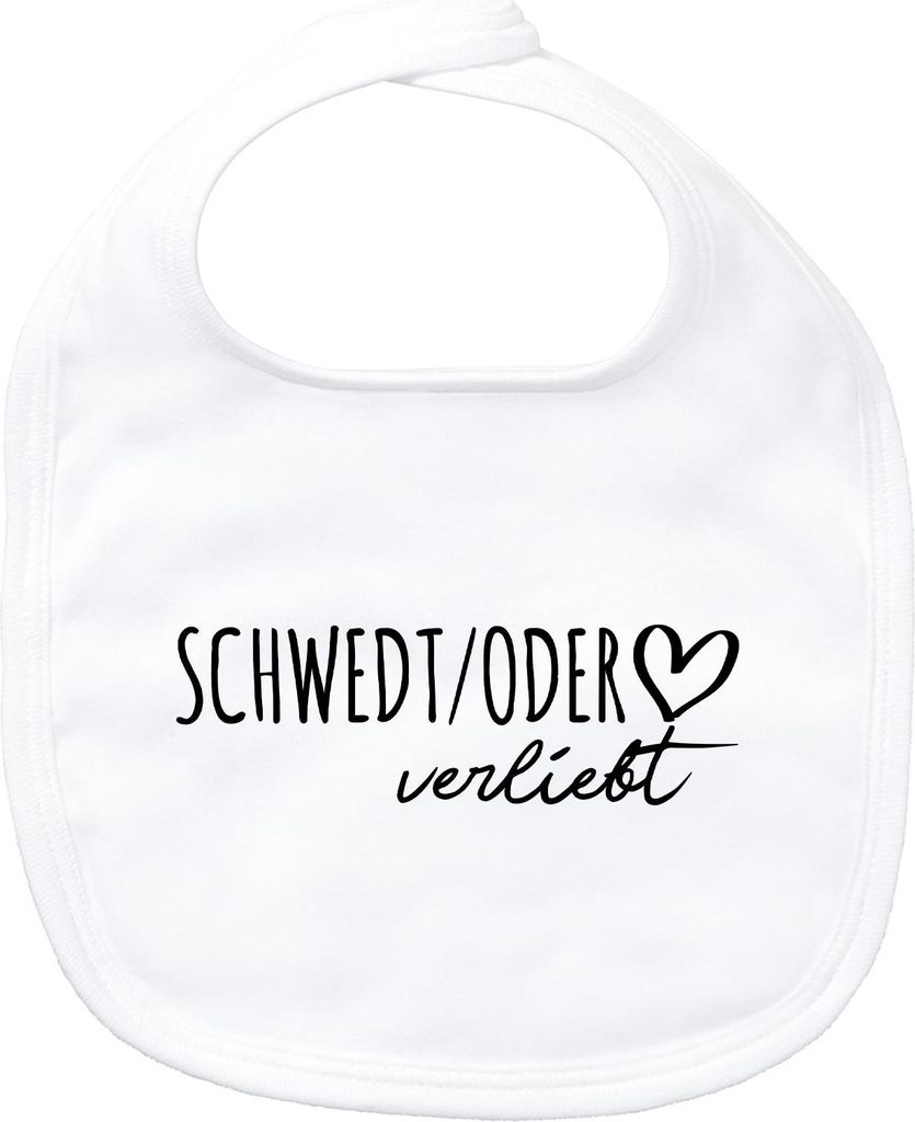 Huuraa Baby Lätzchen Schwedt Oder verliebt White Klettverschluss Baumwolle Latz Geschenkidee