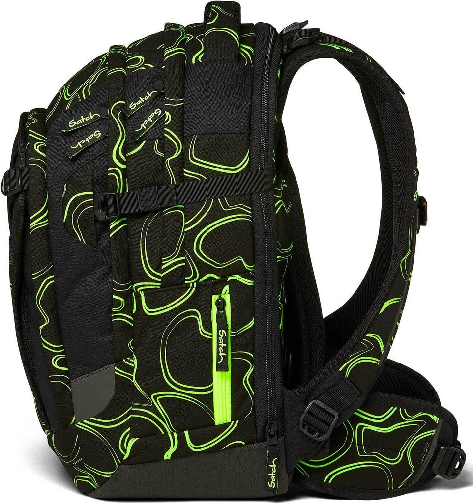 satch Schulrucksack Match Green Sup schwarz neongrün Produktbild 8