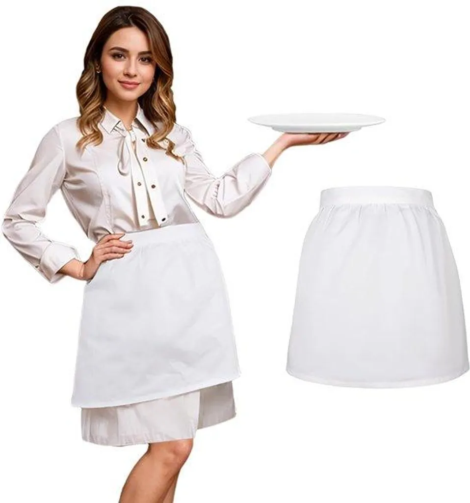 Tablier blanc à pans en coton serviette de table élégante pour Noël 70cm