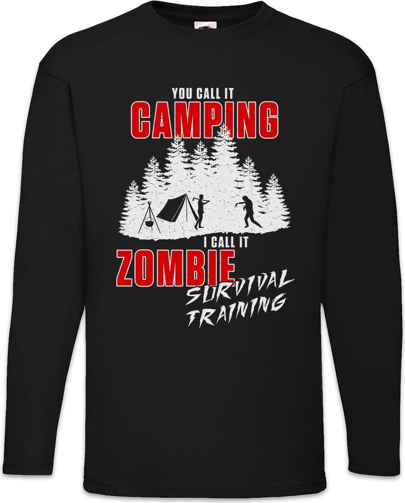 Urban Backwoods Zombie Survival Training, Langarm T-Shirt, Farbe: Schwarz, Größe: 3XL