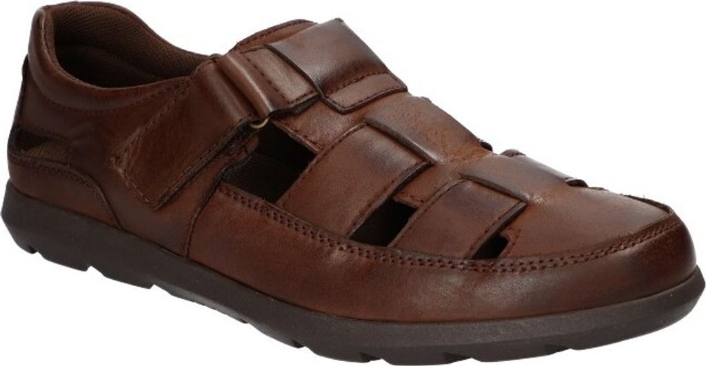 AMERICAN CLUB CY142 Herrensandalen aus Leder, Echtleder Sandalen, Sandalen mit Klettverschluss, Lederschuhe Coffee 42