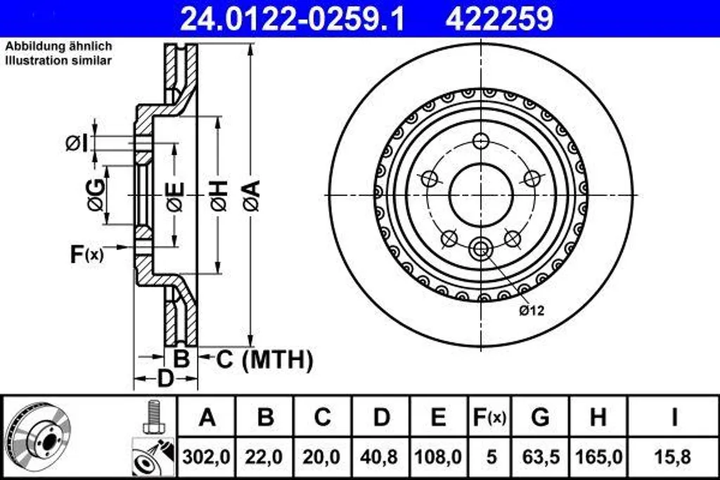 Disque de frein ATE Haute Performance OE 30769060 Volvo XC70 et S60