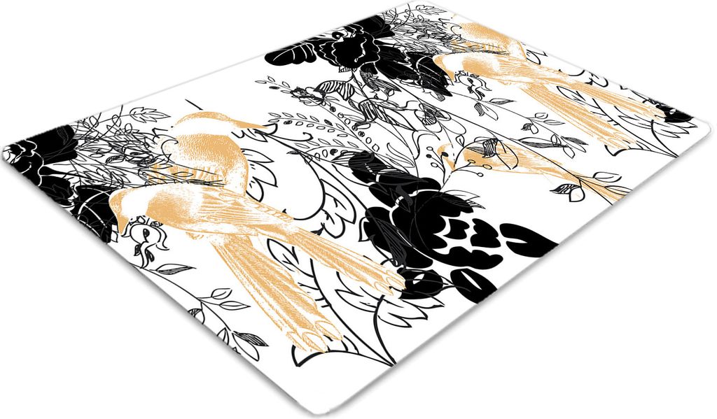 Stuhlunterlage Bürostuhlunterlage 120 cm x 90 cm Bodenmatte Bürostuhlunterlage - Goldene Vögel