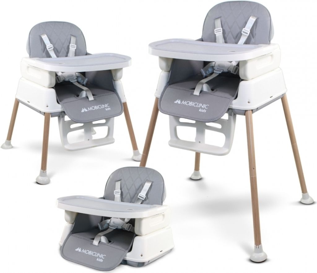 Mobiclinic Kids, Hochstuhl baby, 3-in-1, Kiara, Sitzerhöhung + Spielstuhl + Hochstuhl, Klappbar, 5-Punkt-Gurt, Verstellbares Tablett, 6-36 Monate