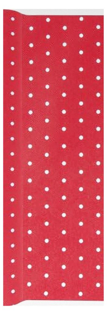 Tischband mit weißen Punkten auf rotem Hintergrund / Airlaid / für Party, Geburtstag, Hochzeit 40cm x 4,90m
