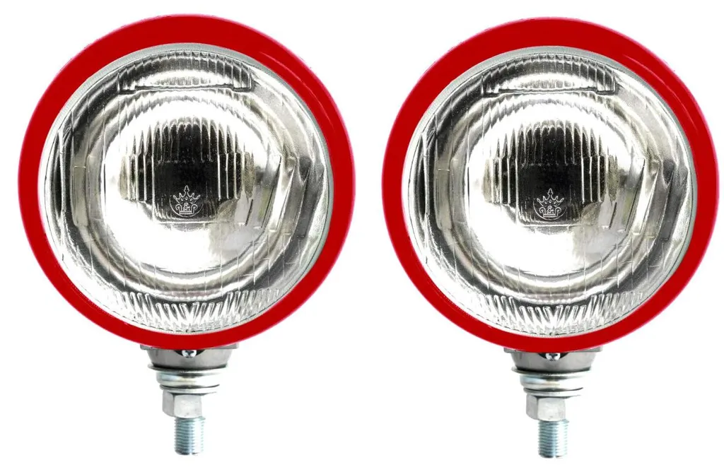 Lot de 2 projecteurs halogènes universels ronds rouges Ø 12 cm en métal