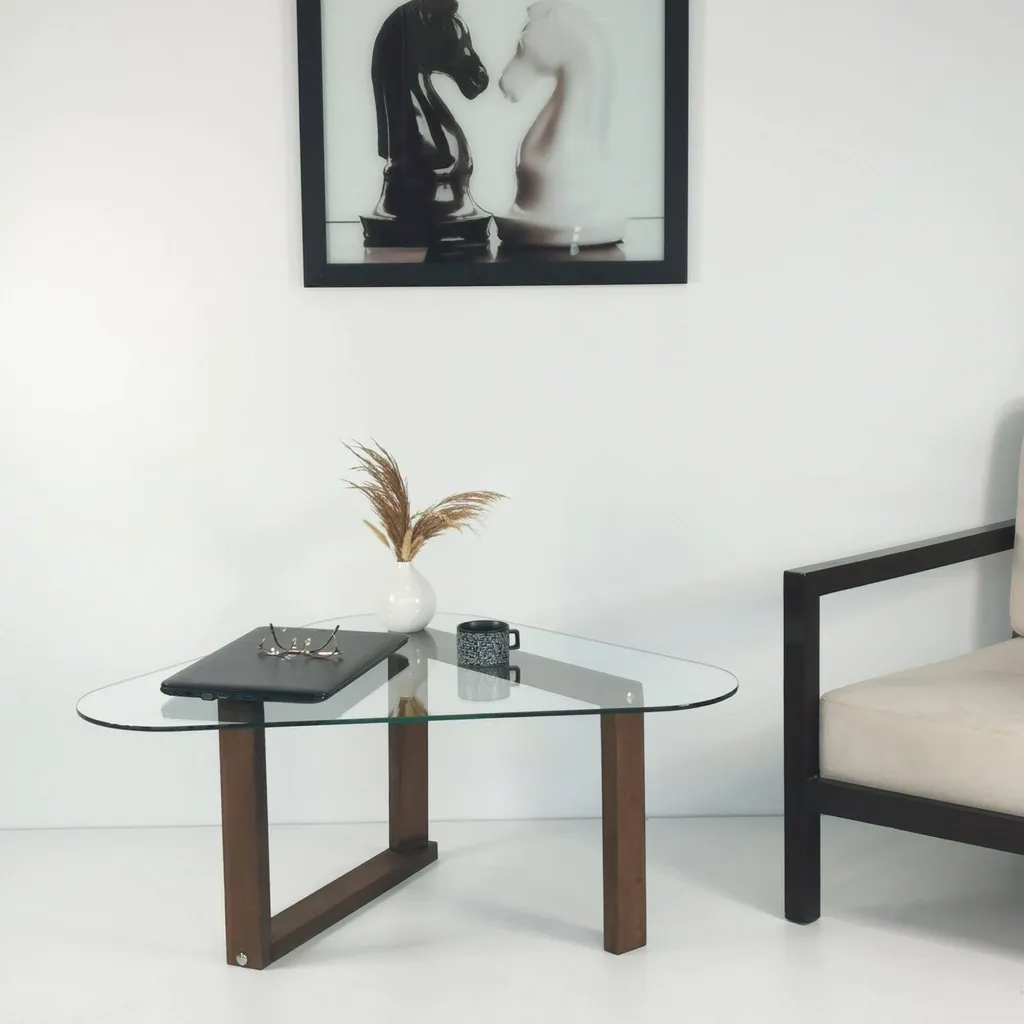 Table Basse Design Eufrasia en Bois Noyer Marron pour Salon Moderne - 6