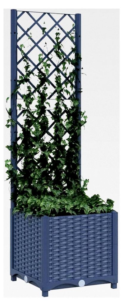 Gartenpflanzgefäß mit Spalier in Blaugrau, 40x40x136cm für Balkon und Terrasse