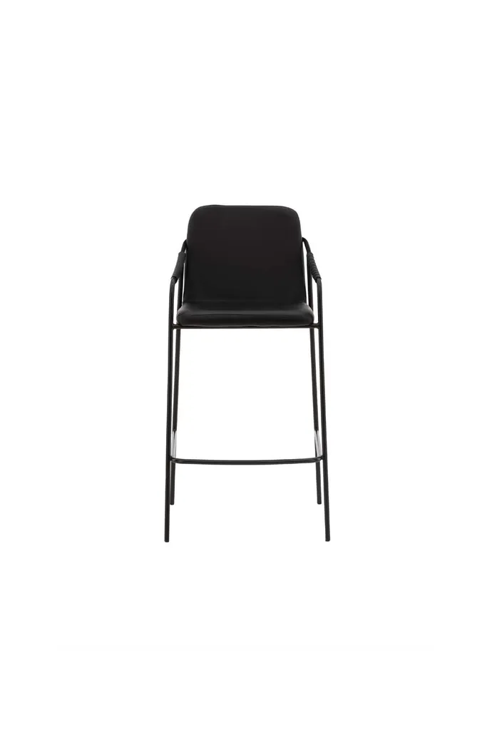 Chaise haute de bar Tvist en polyuréthane noir avec repose-bras