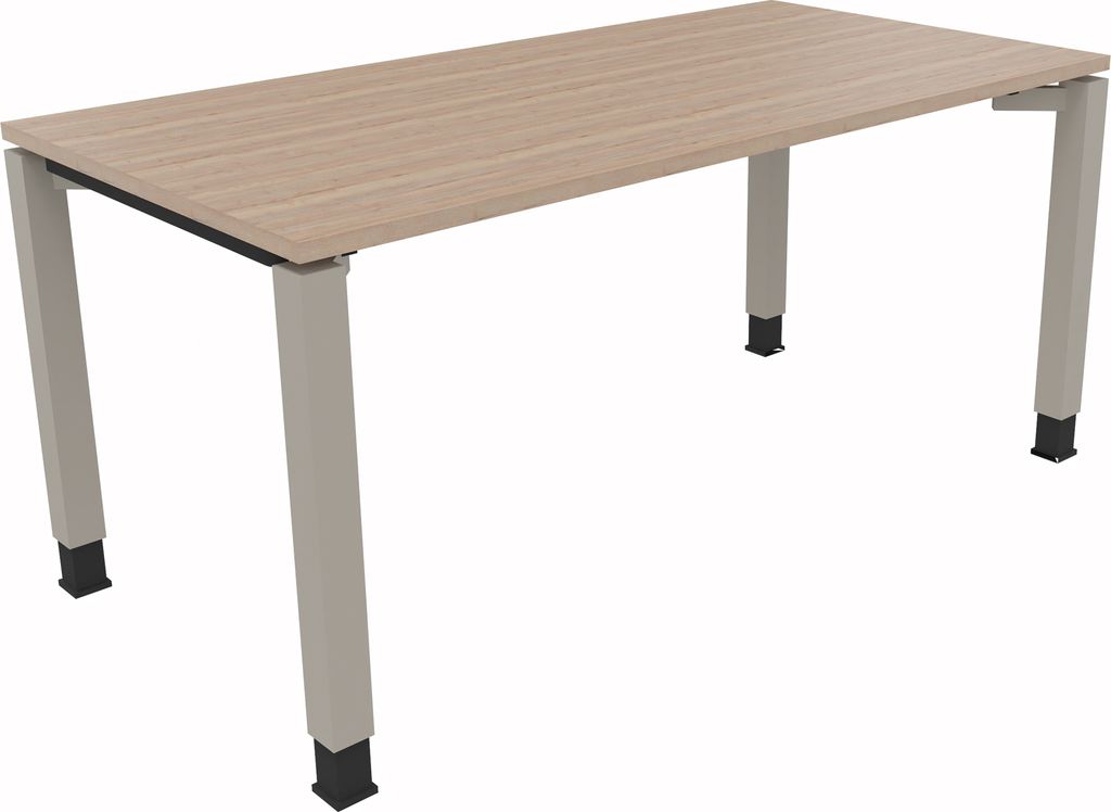 Schreibtisch Vierfuß Quadratrohr B1600xT800xH680-820 si/Eiche Nat