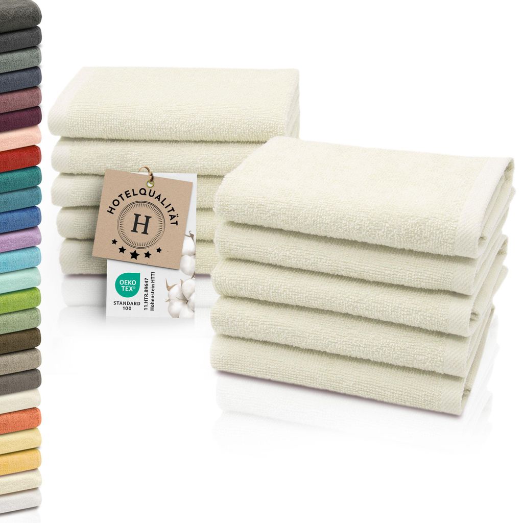 10er Set Seiftücher, Baumwolle, 30x30 cm, 420g/qm, karamel Produktbild 