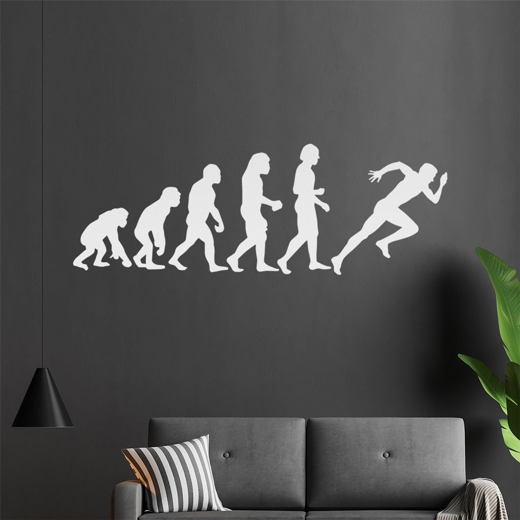 KIWISTAR Evolution Läufer Charles Darwin laufend Wandtattoo in 6 Größen - Wandaufkleber Wall Sticker - Dekoration, Küche, Wohnzimmer, Schlafzim...