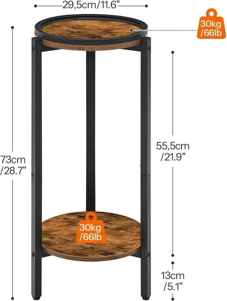 Sellette Haute Décorative Style Industriel Table de Chevet 30x30x72cm