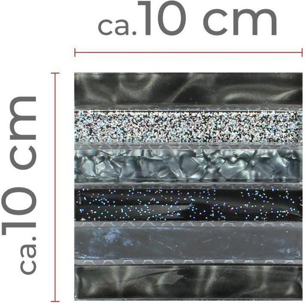 Muster von Glasmosaik Fliesen Kairo Schwarz Glitzer