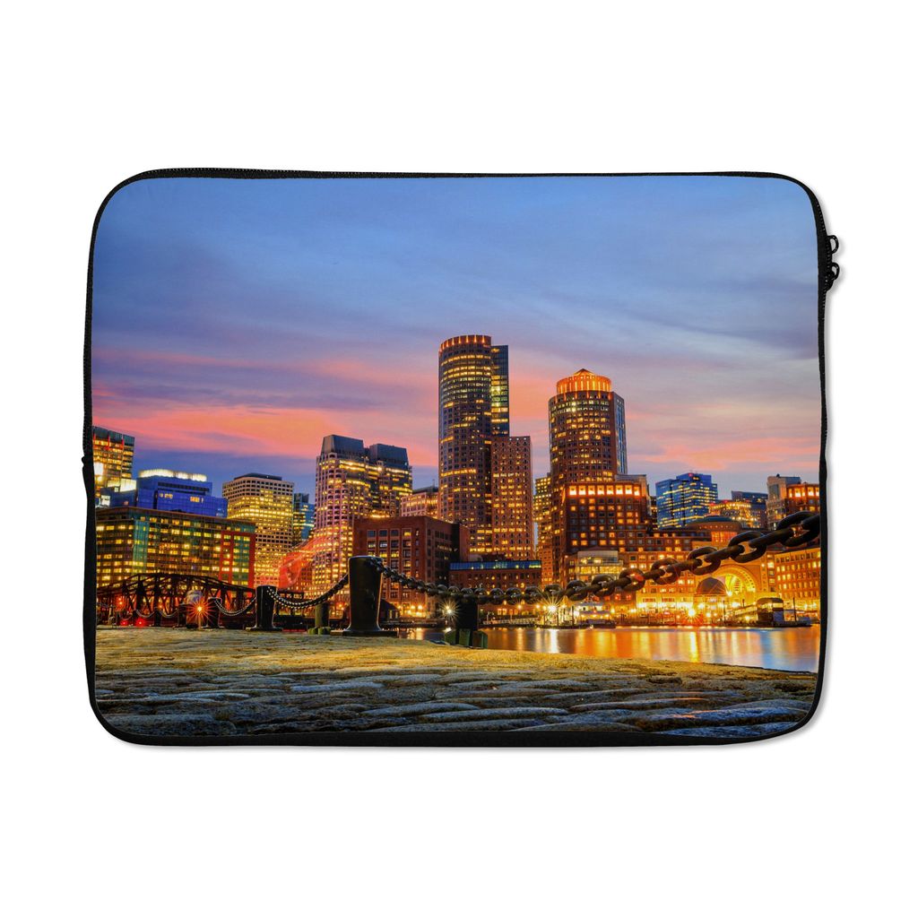 MuchoWow Laptop Hülle 17 Zoll Laptoptasche Licht - Wasser - Architektur - Zipper - Schutzabdeckung