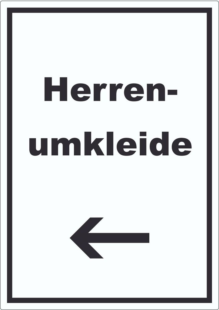 Herrenumkleide Aufkleber mit Text und Richtungspfeil links hochkant A1 (594x841mm)