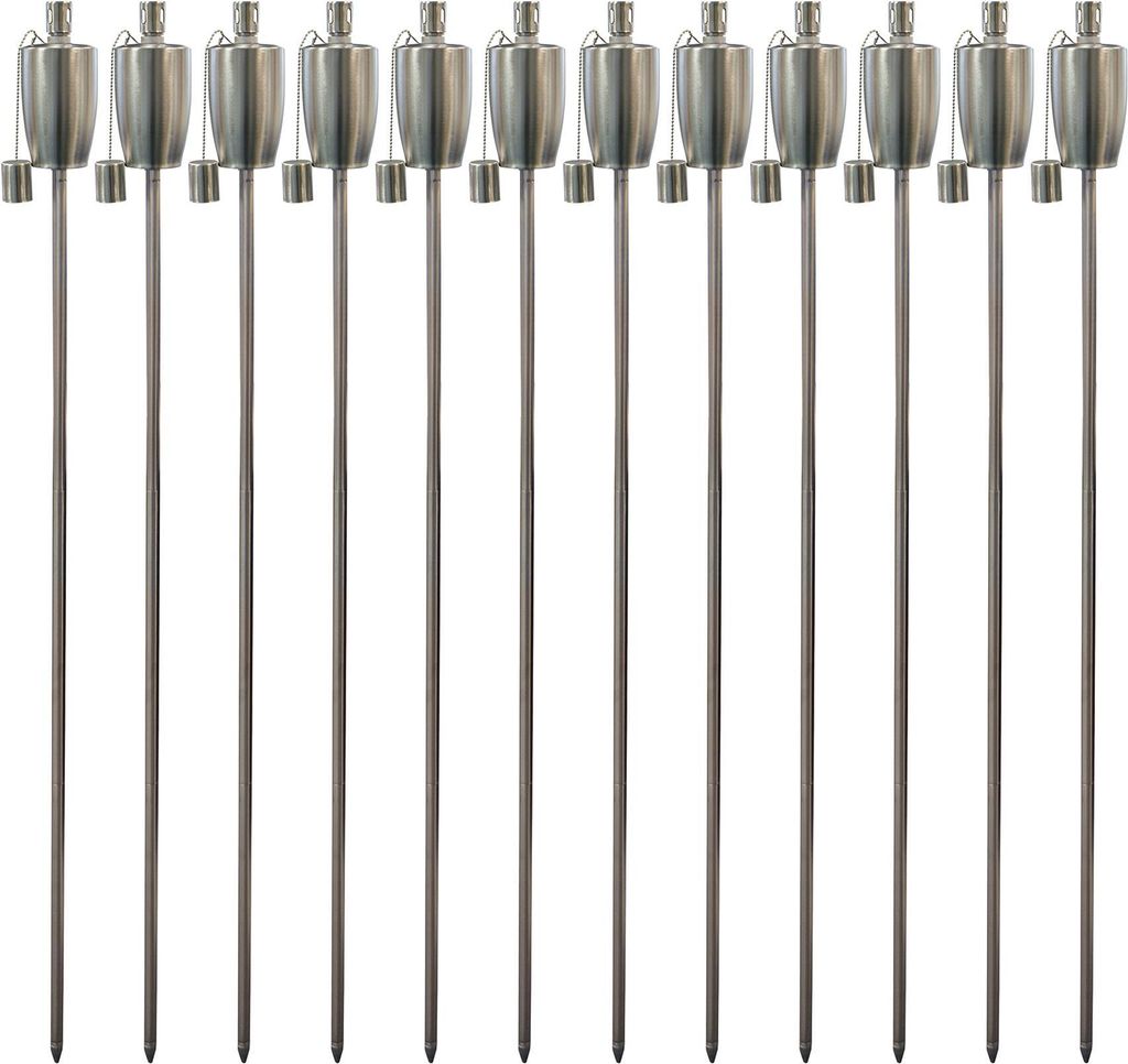 Harbor Housewares Metall-Gartenfackeln – Fass – Silber – 12 Stück