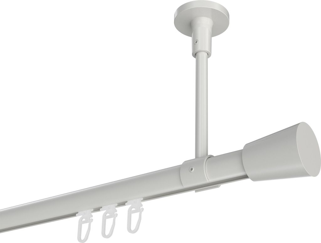 Interdeco Innenlaufstange / Gardinenstange mit Innenlauf Weiß, Typ Sonette Sitra (Konus) Deckenmontage, 20 mm Ø 1-läufig, 320 cm