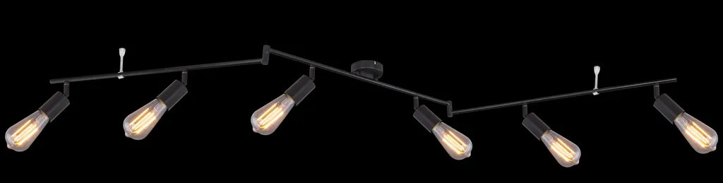 Plafonnier Projecteur Multidirectionnel 6 Lampes E27 en Métal Noir Mat - 3