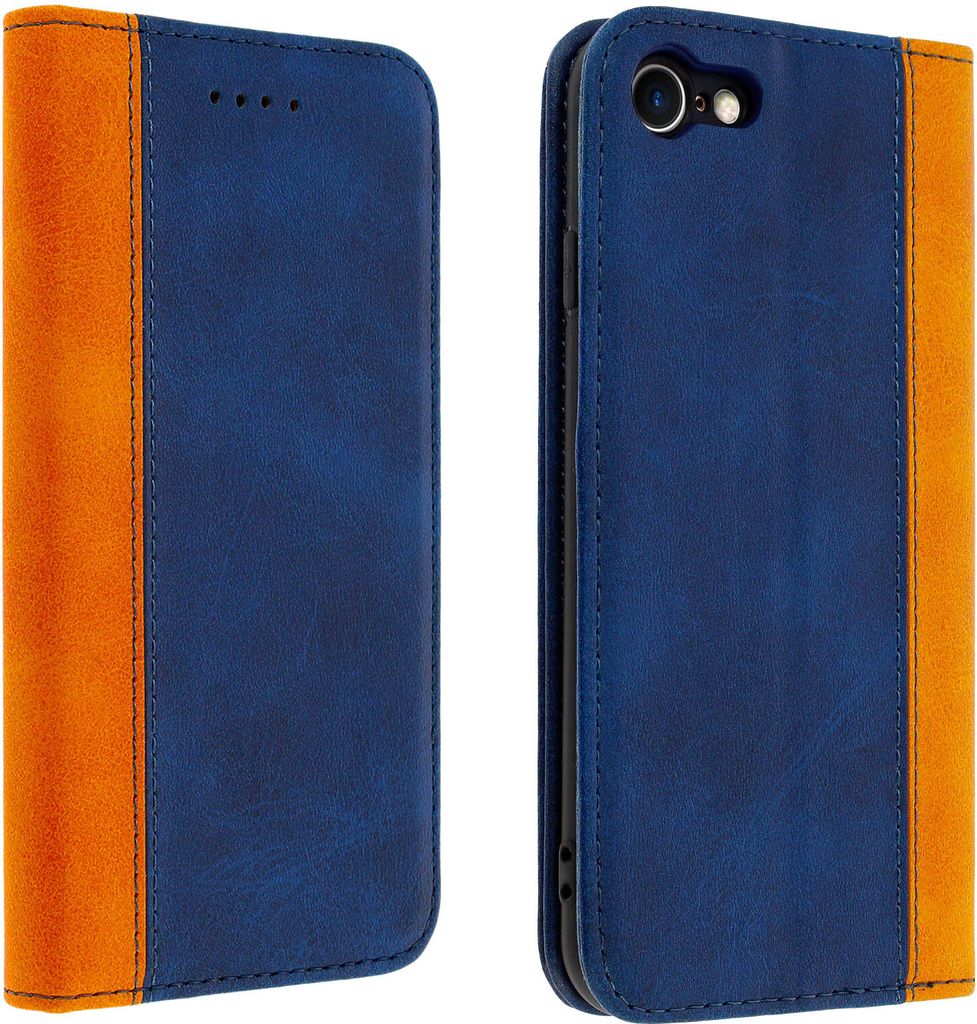 Kunstlederetui mit Kartenfächern, Standcase iPhone 7 / 8 / SE 2020 - Dunkelblau