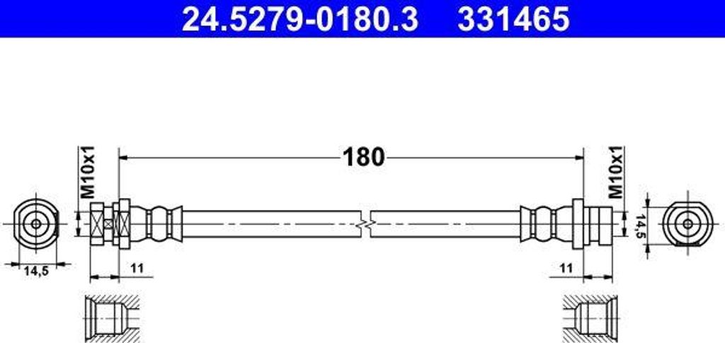 ATE 24.5279-0180.3 Bremsschlauch OE 462107632R kompatibel mit Kangoo