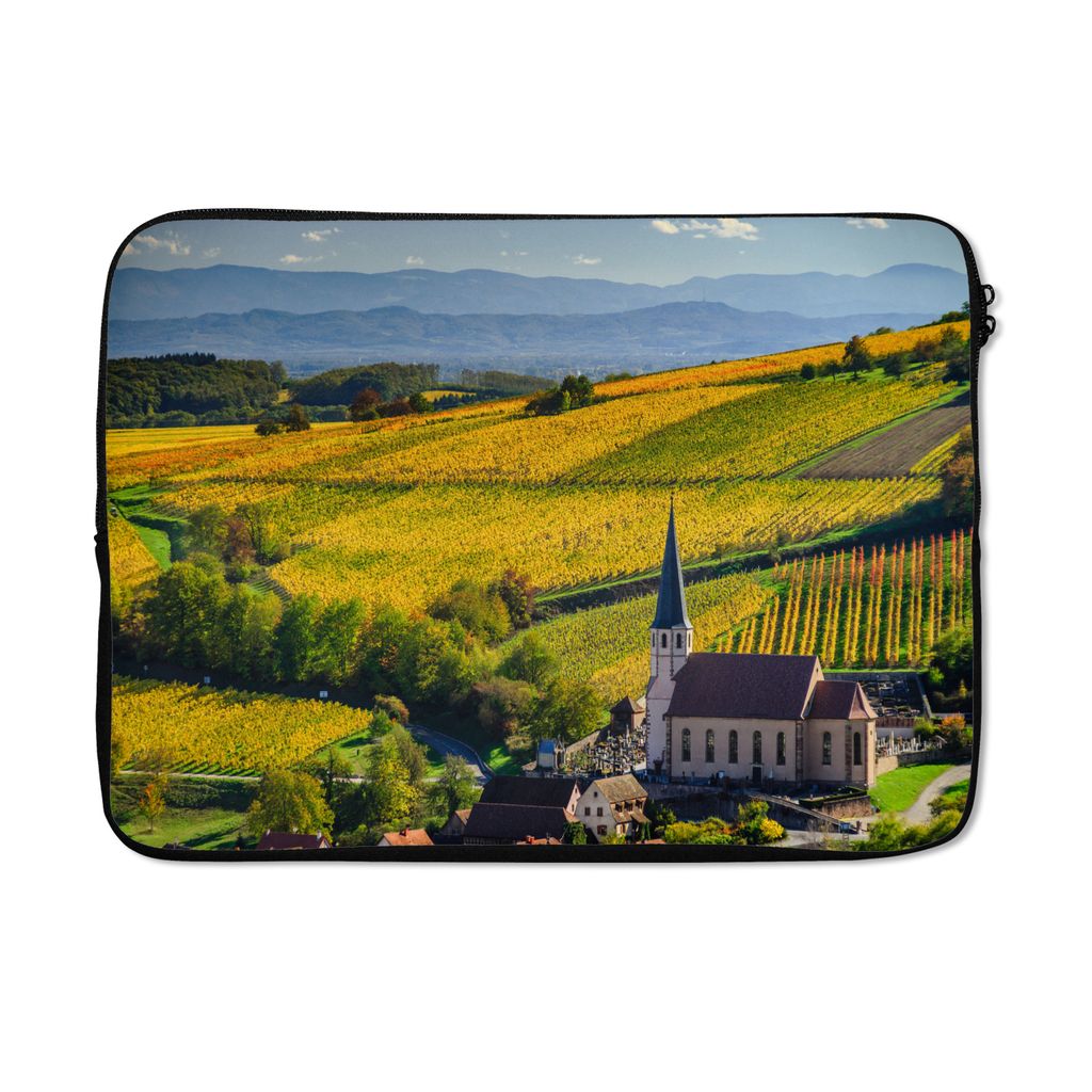 MuchoWow Laptop Hülle 13 Zoll Frankreich - Weinberg - Dorf Laptoptasche - Laptophülle - Sleeve - Rundumschutz