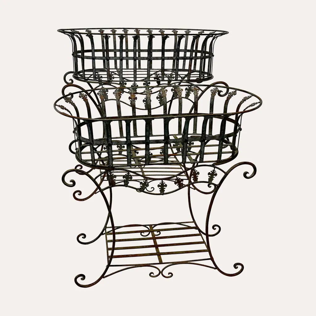 Jardinière sur pied en métal pour terrasse et balcon - Lot de 2 vert