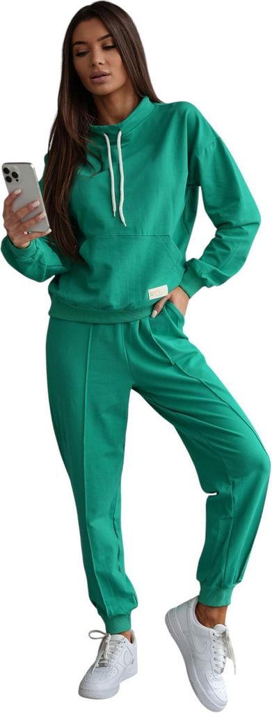 Damen Freizeitanzug Hausanzug Jogginganzug, Grün/XL/42