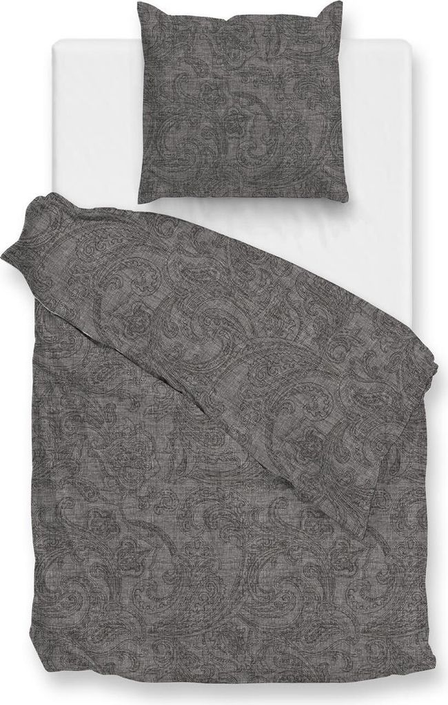 ZO!Home Paisley di Lino Bettwäsche 135 Dark Grey Bettwäsche 1 x Bettbezug 135x200 + 1 x Kopfkissenbezug 80x80 Dark-Grey grau