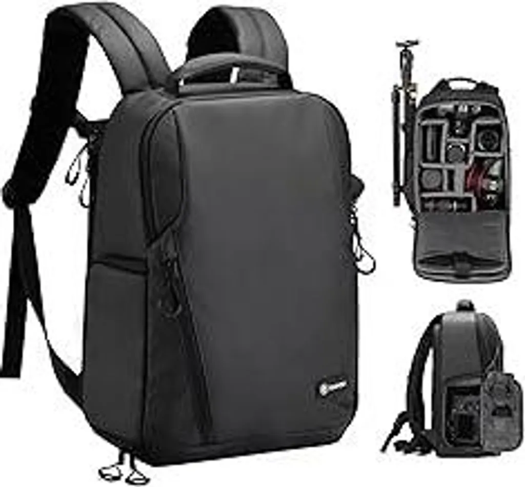 TARION Zaino fotografico impermeabile Zaino fotografico SLR Borsa per fotocamera Zaino fotografico con scomparto per laptop da 14 pollici e protezione antipioggia per fotocamere reflex - Nero