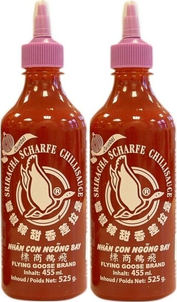 2er-Pack Flying Goose Sriracha Sauce mit Zwiebeln (2x 455ml) | scharfe Chilisauce mit Zwiebeln