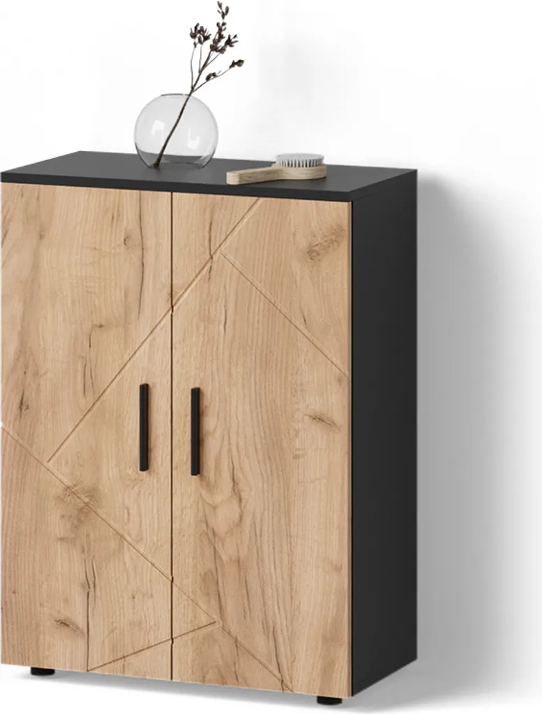 Livinity Ronco Mobiletto Bagno Antracite e Quercia 60x81 | Salvaspazio