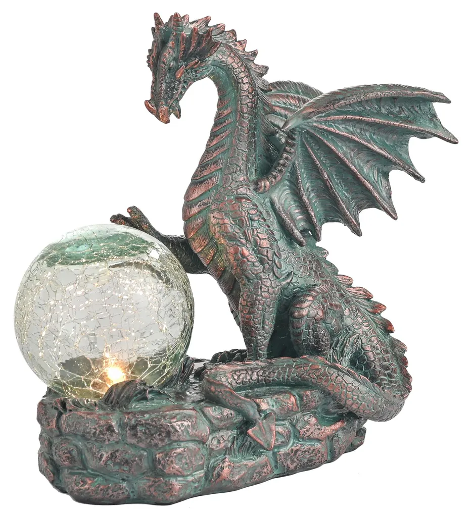 Statue dragon solaire pour extérieur - Figurine de jardin étanche LED