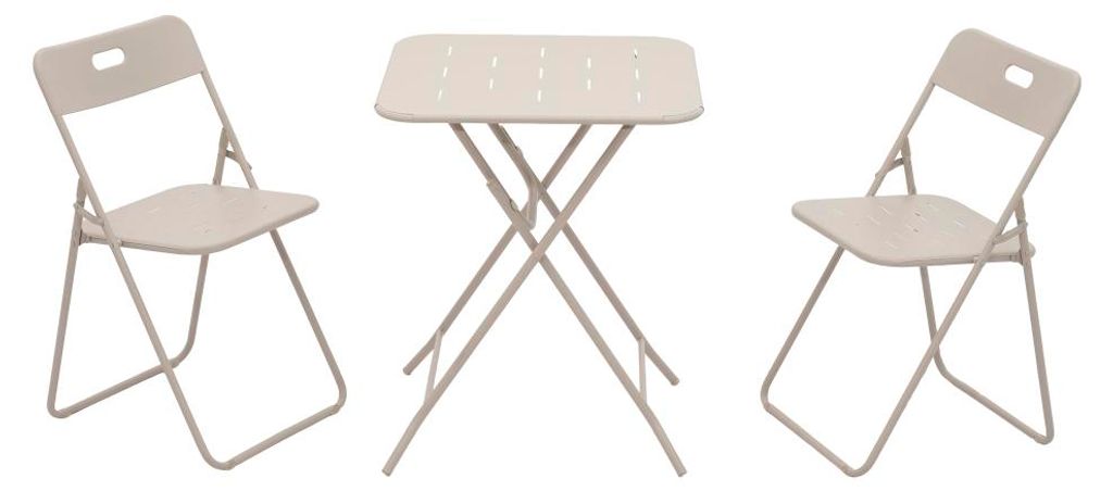 AIORBER Bistro Set 3-teilig, klappbare Balkonmöbel mit 2 Stühlen und Tisch, wetterfestes Gartenmöbel Set aus Stahl für Terrasse & Balkon Beige