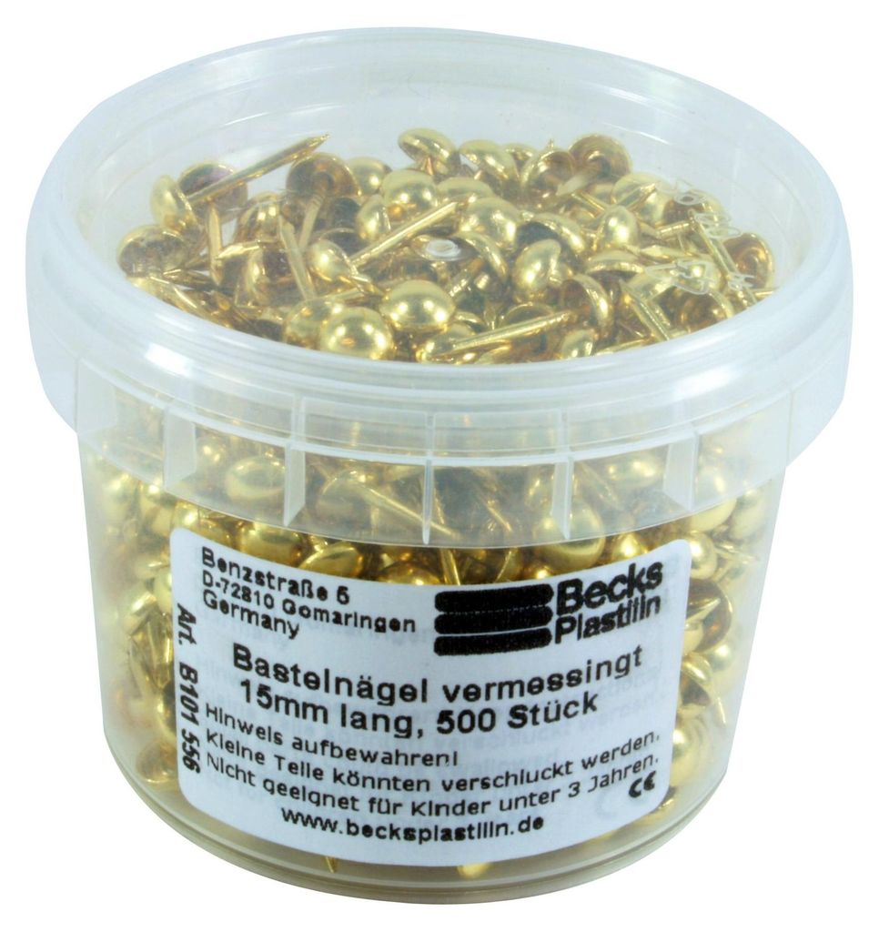 Bastelnägel 15mm vermessingt, 500 Stück Produktbild 