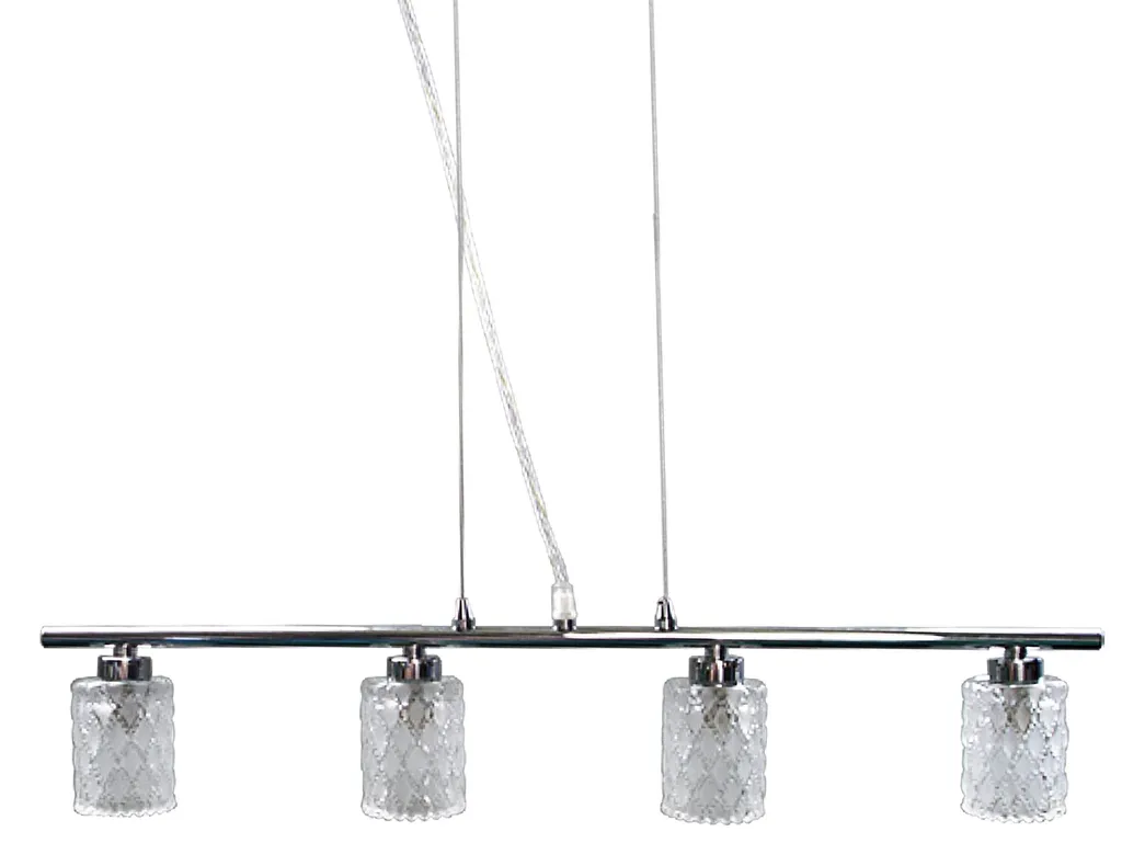 Luminaire Suspension Linéaire Chrome BERTA 4 Lampes G9 pour Table