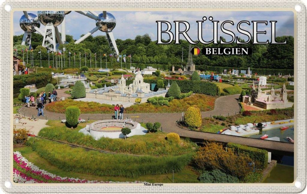 vianmo Blechschild 20x30 cm Brüssel Belgien Mini Europe Bildmotiv Reisemotiv Abenteuer Reisen Urlaub