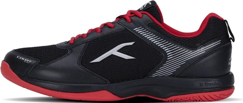 HUNDRED Court Star Non-Marking Professional Badminton Schuhe für Herren | Schwarz/Rot | EU 44/UK 10/US 11 | X-Cushion Protection Hallenschuhe
