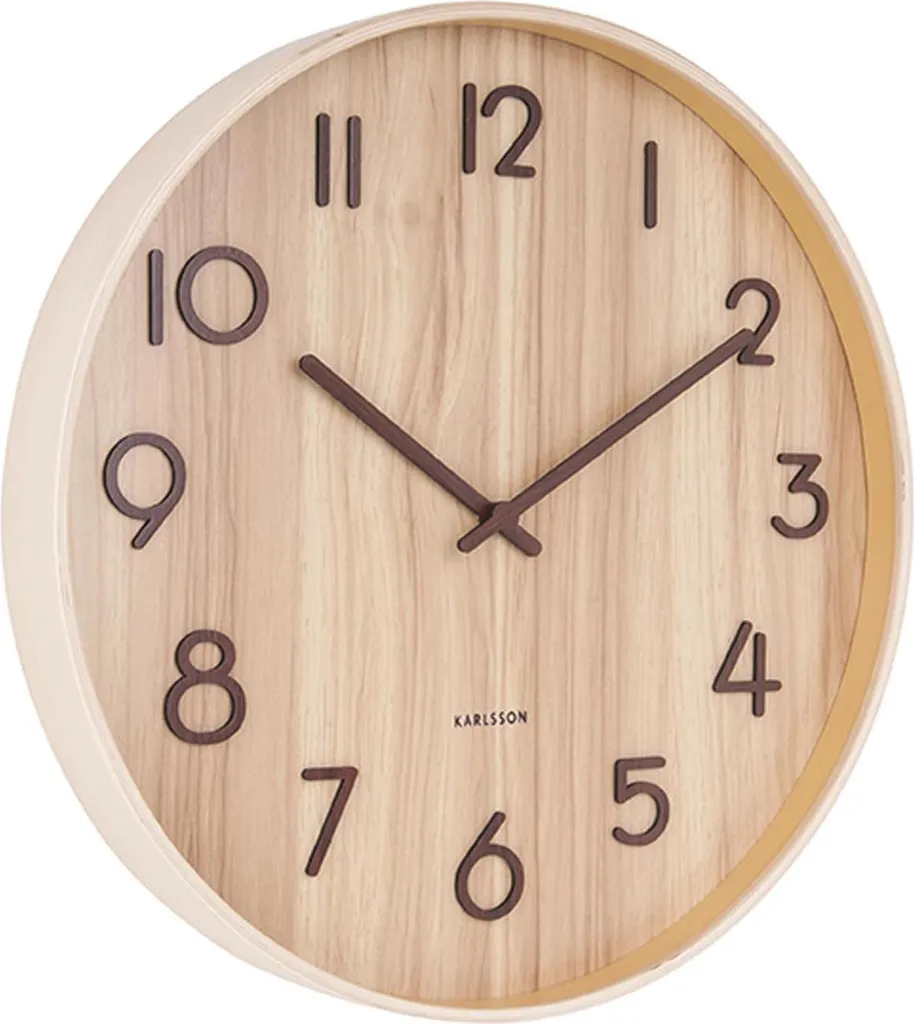 Horloge Murale Design pour Salon et Bureau - Karlsson Pure Large Bois Clair