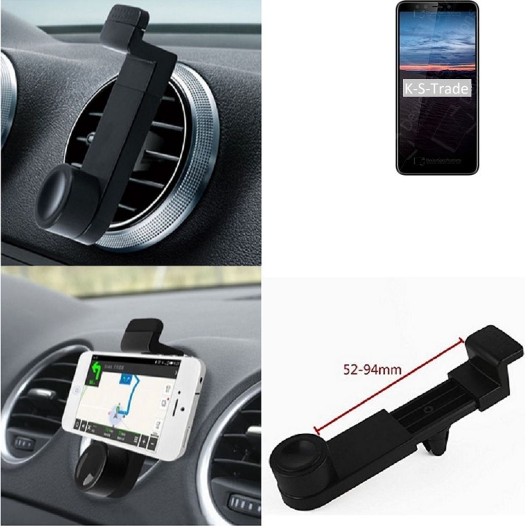 K-S-Trade Lüftungshalterung kompatibel mit Haier Elegance E7 KFZ-Halterung Autohalterung Handy-halterung Lüftungsgitter Lüftungsschlitze Schwarz