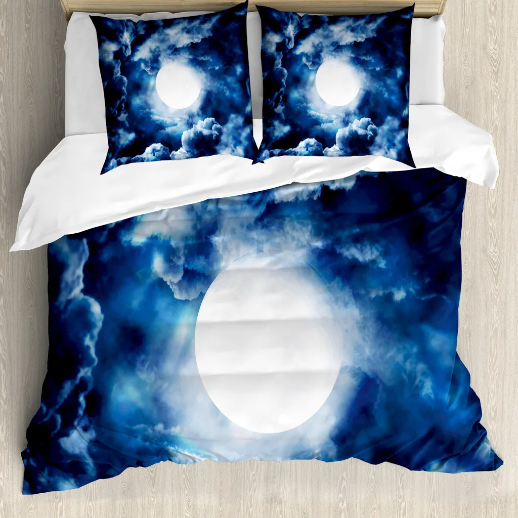 ABAKUHAUS Copripiumino, Magia Crepuscolo scuro Crepuscolo, Antiacaro Adatto a chi soffre di allergie con federe, 155 cm x 220 cm - 80 x 80 cm, Blu