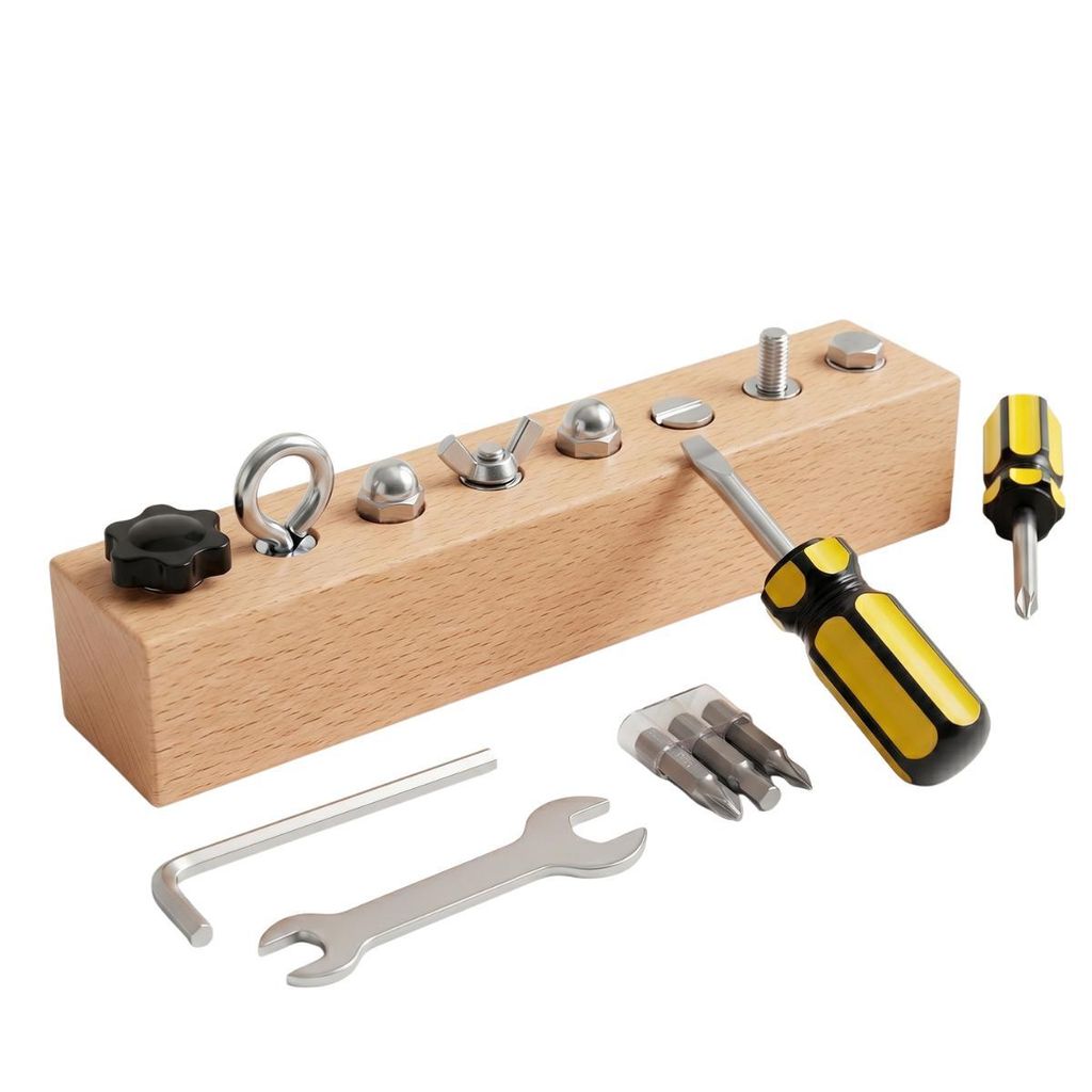 Montessori Schraubbrett aus Holz, Motorikspielzeug für Produktbild 