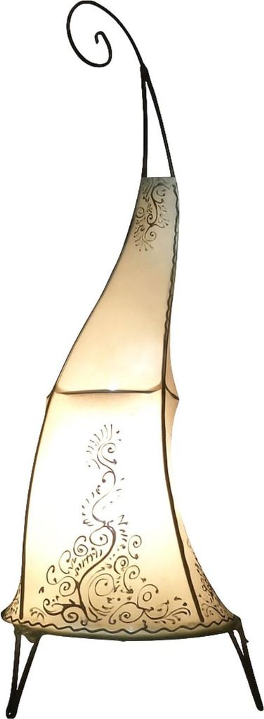 Orientalische Stehlampe Daya Natur 70cm Lederlampe Hennalampe Lampe | Marokkanische Große Stehlampen aus Metall, Lampenschirm aus Leder | Oriental...