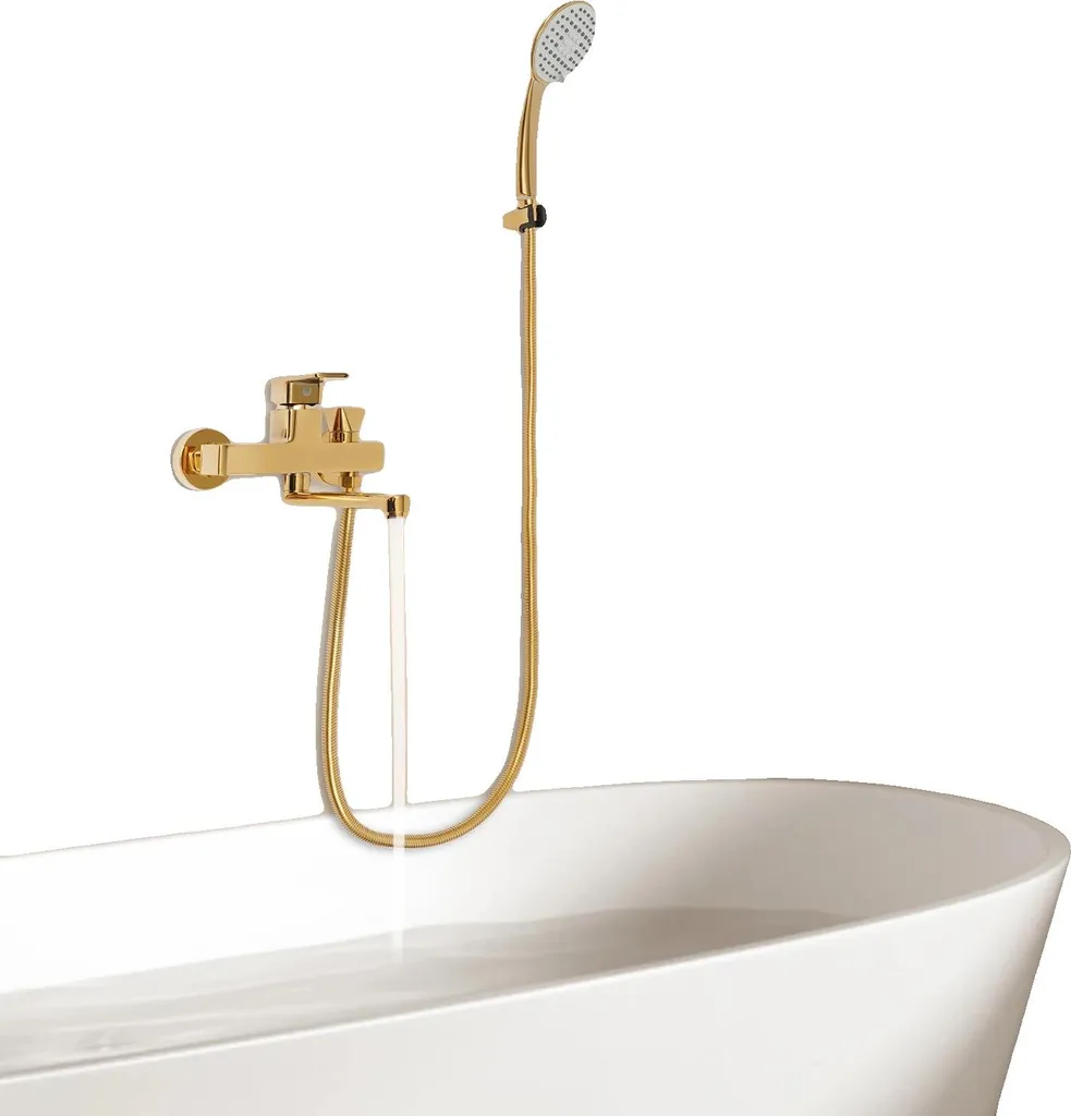 Kit Doccia Oro Rubinetto Esterno Parete | Facile Installazione
