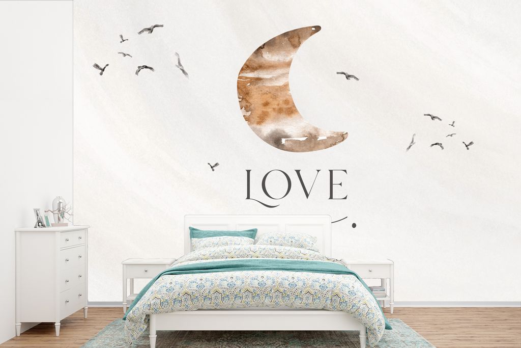 MuchoWow Fototapete für Wohnzimmer oder Schlafzimmer Wandtapete Vinyl Motivtapete Zitate - Sprichwörter - Kinder - Liebe dich - Jungen - Mädch...