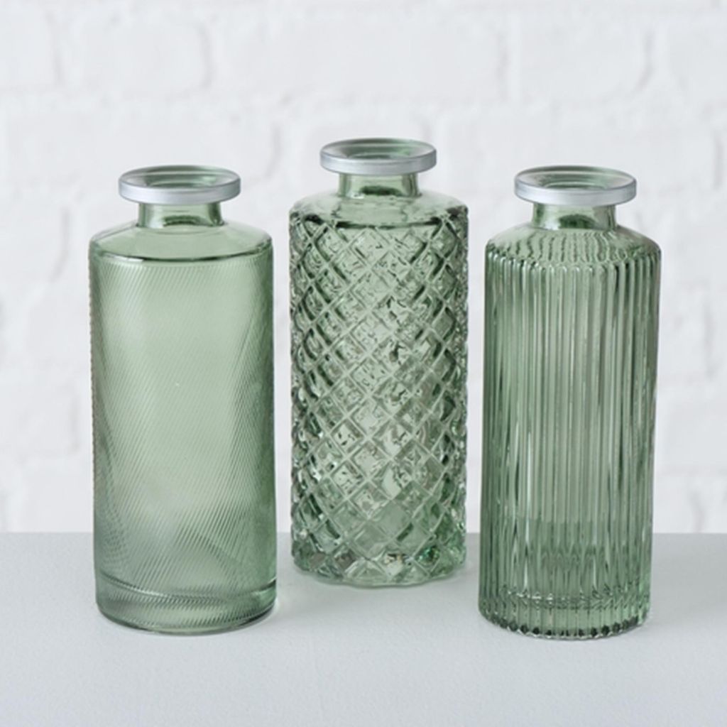 Boltze 2007103, Flaschenförmige Vase, Glas, Hellgrün, Produktbild 