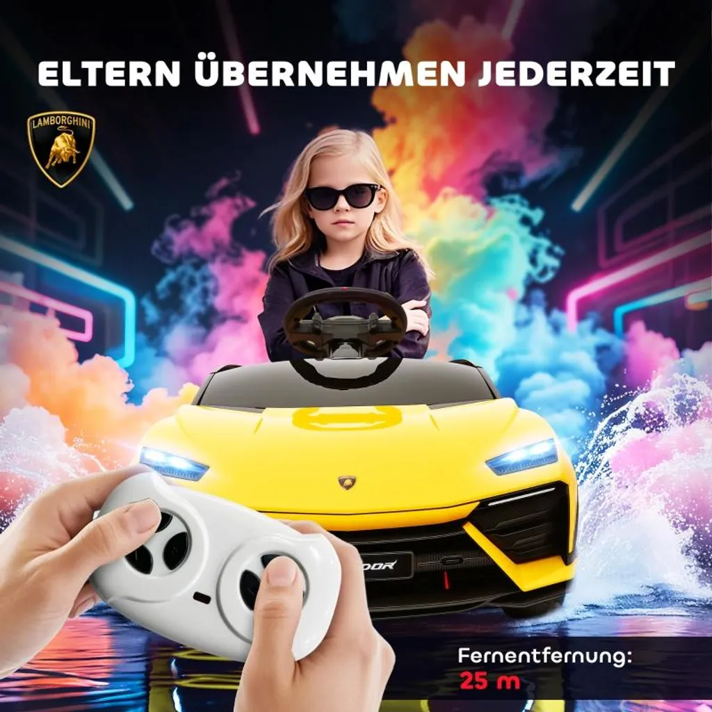 Fortuna Lai Voiture Électrique Enfants 12V avec Télécommande 2.4GHz Jaune - 5
